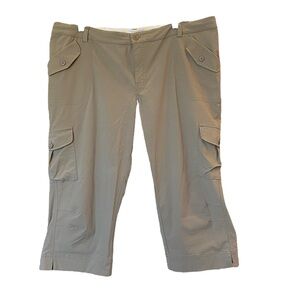 Lucy Women's Mid-Rise Khaki Tan Capri Cargo Pants XL 16